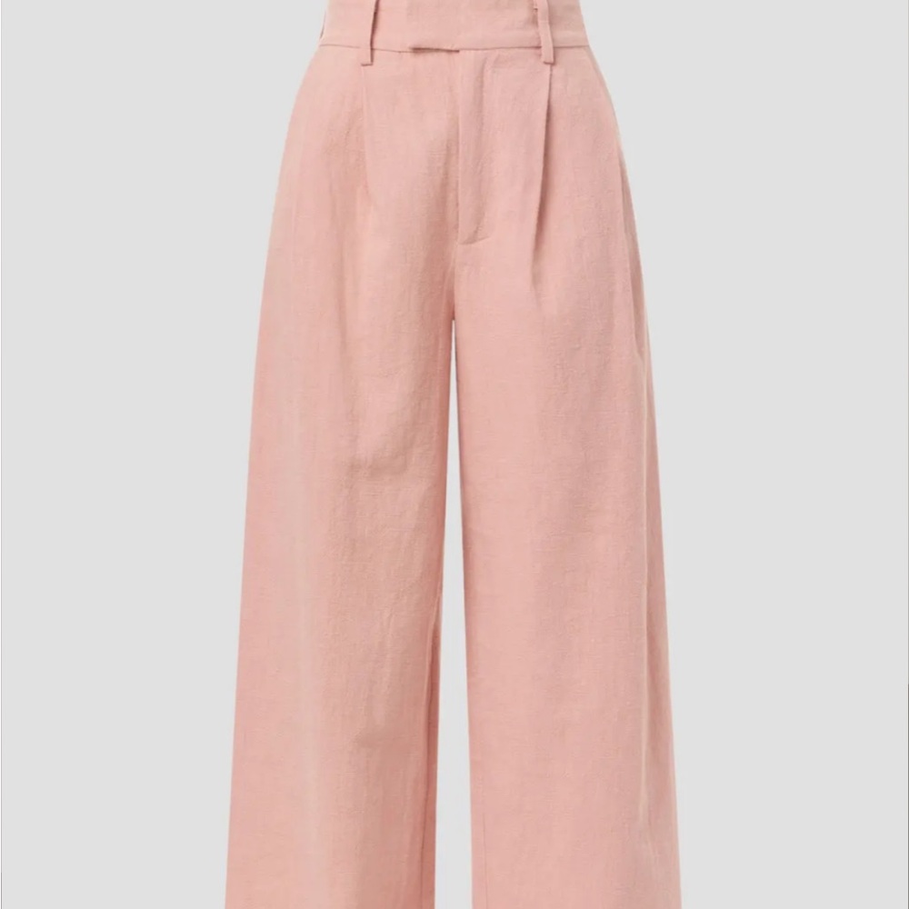 En Saison Pink Wide-Leg Linen Women's Pants